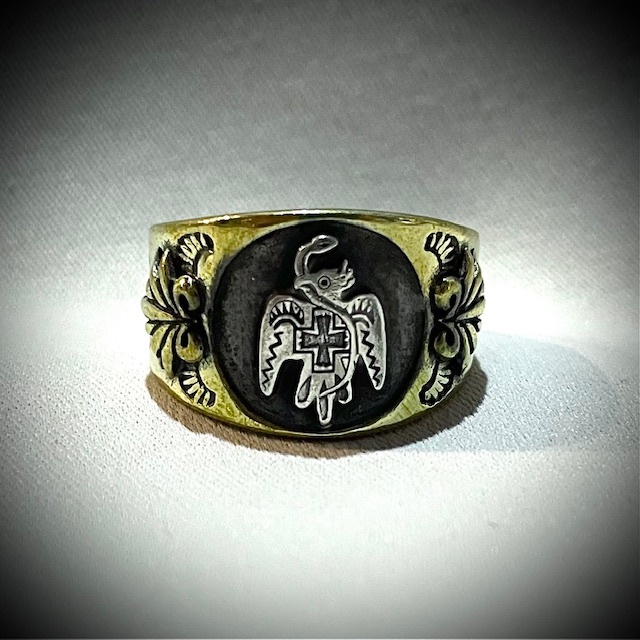 サイズ23 galcia ガルシア MEXICAN EAGLE & AGAVE 22R-AG001 リング Brass/Silver925拍卖