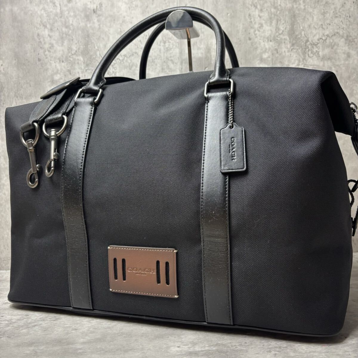 極美品/大容量●COACH コーチ ボストンバッグ 2way ショルダー コーデュラ レザー 本革 ビジネス ゴルフ 旅行 トラベル 黒 ブラック メンズ拍卖