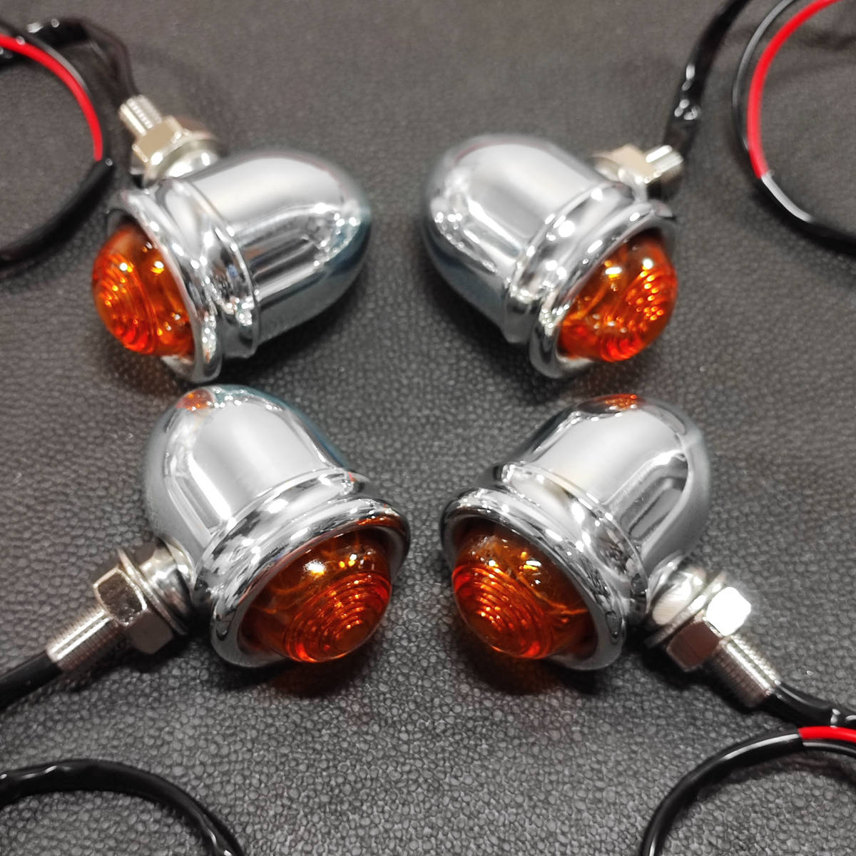 ミニバレットウインカー 12V電球 M10-P1.25 アルミ ポリッシュ 4個セット ハーレー SR ボバー カフェレーサー チョッパー 3拍卖