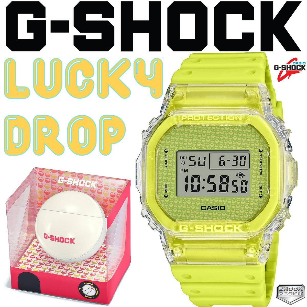 新品未使用 国内正規 限定品 カシオ CASIO G‐SHOCK DW-5600GL-9JR Lucky Drop シリーズ ガチャガチャ カプセルトイ スケルトン クリア TZ拍卖