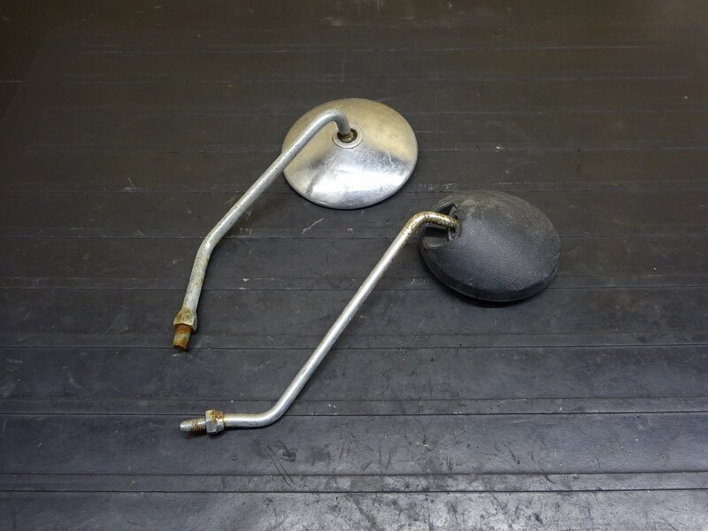 【250718】◆ ミラーセット(14) TOYO 車種不明 取付未確認 ラウンド 丸型 10mm 8mm 凹み有 【検索:カワサキ ヤマハ 当時物 旧車拍卖