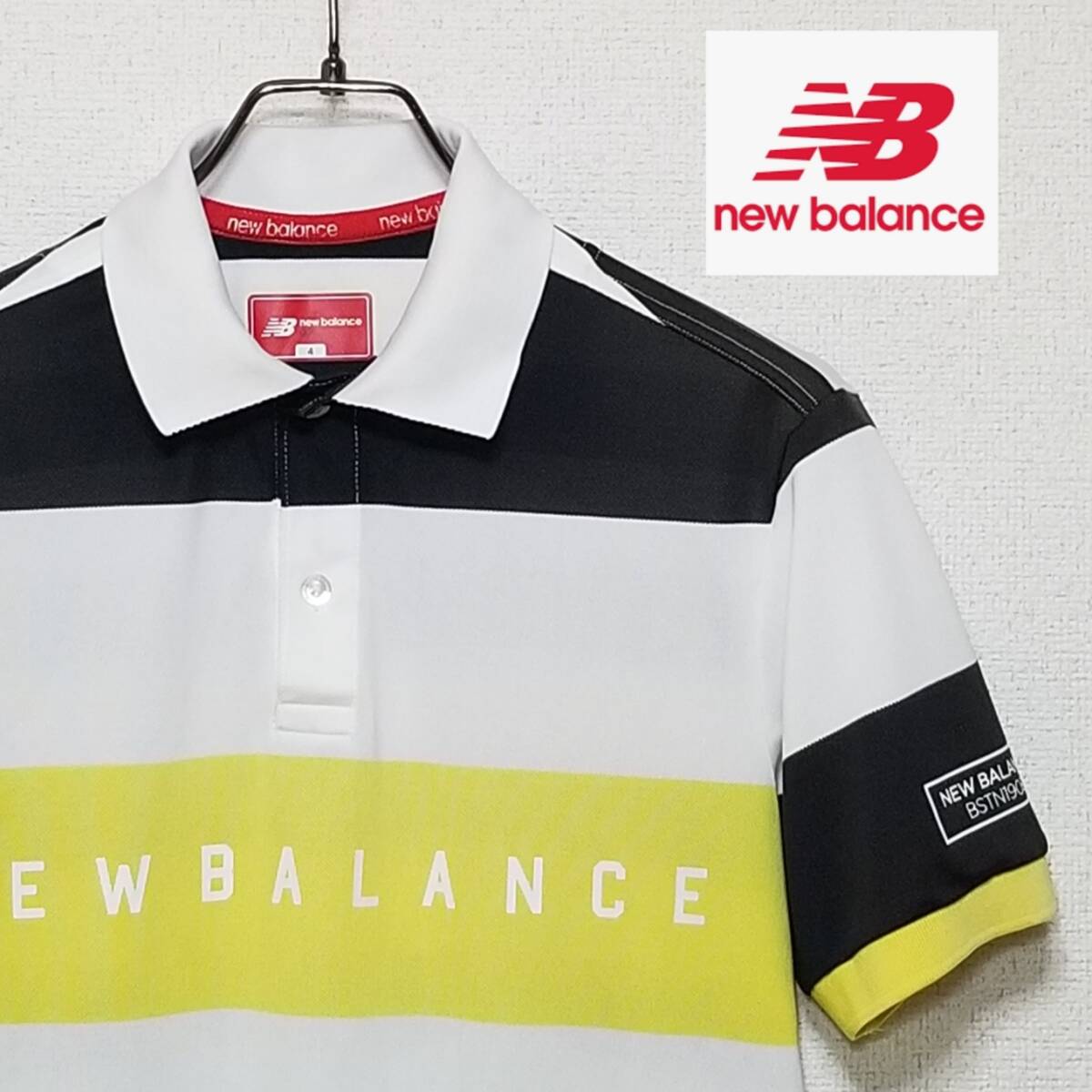 【美品】◎ new balance golf ニューバランス ゴルフ/ 半袖 ボーダー 鹿の子 ポロシャツ ゴルフウェア SIZE: 4 マルチカラー拍卖