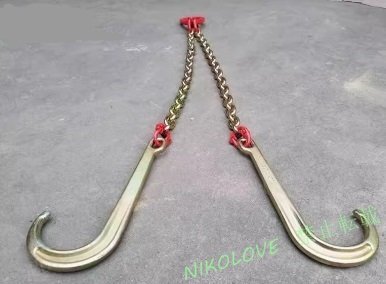 上質マンガン鋼製 Jフックチェーン 牽引フック 牽引チェーン トレーラーフック レッカー車 積載車 使用荷重5t 長さ1m LC868拍卖