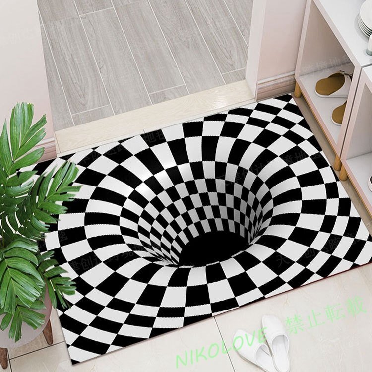 LD365☆トリックアート マット 3D ボルテックス ブラックホール ラグ 玄関 マット インテリア フロアマット リビング 80*120cm A06拍卖