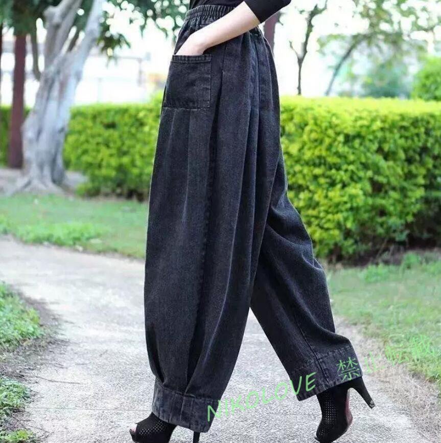 新品サルエルパンツ デニム ジーンズ レディース ジーパン ハイウエスト ワイドパンツ 春秋冬 バルーンパンツ デニムパンツ サイズ選択可拍卖