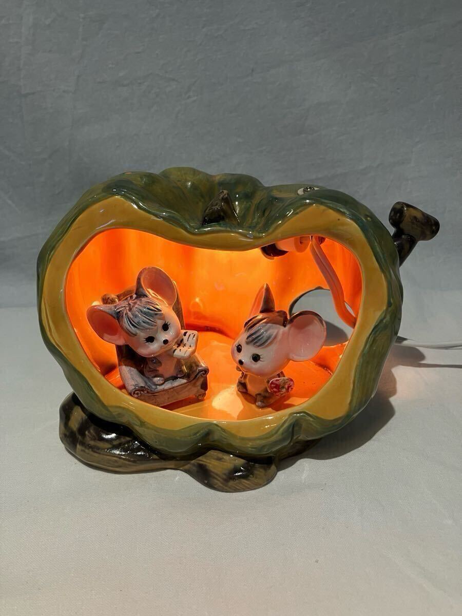 昭和レトロ 当時物 丸ニ産業 Demain HAND PAINTED 陶器製 ランプ 照明 ライト ヴィンテージ 置物拍卖