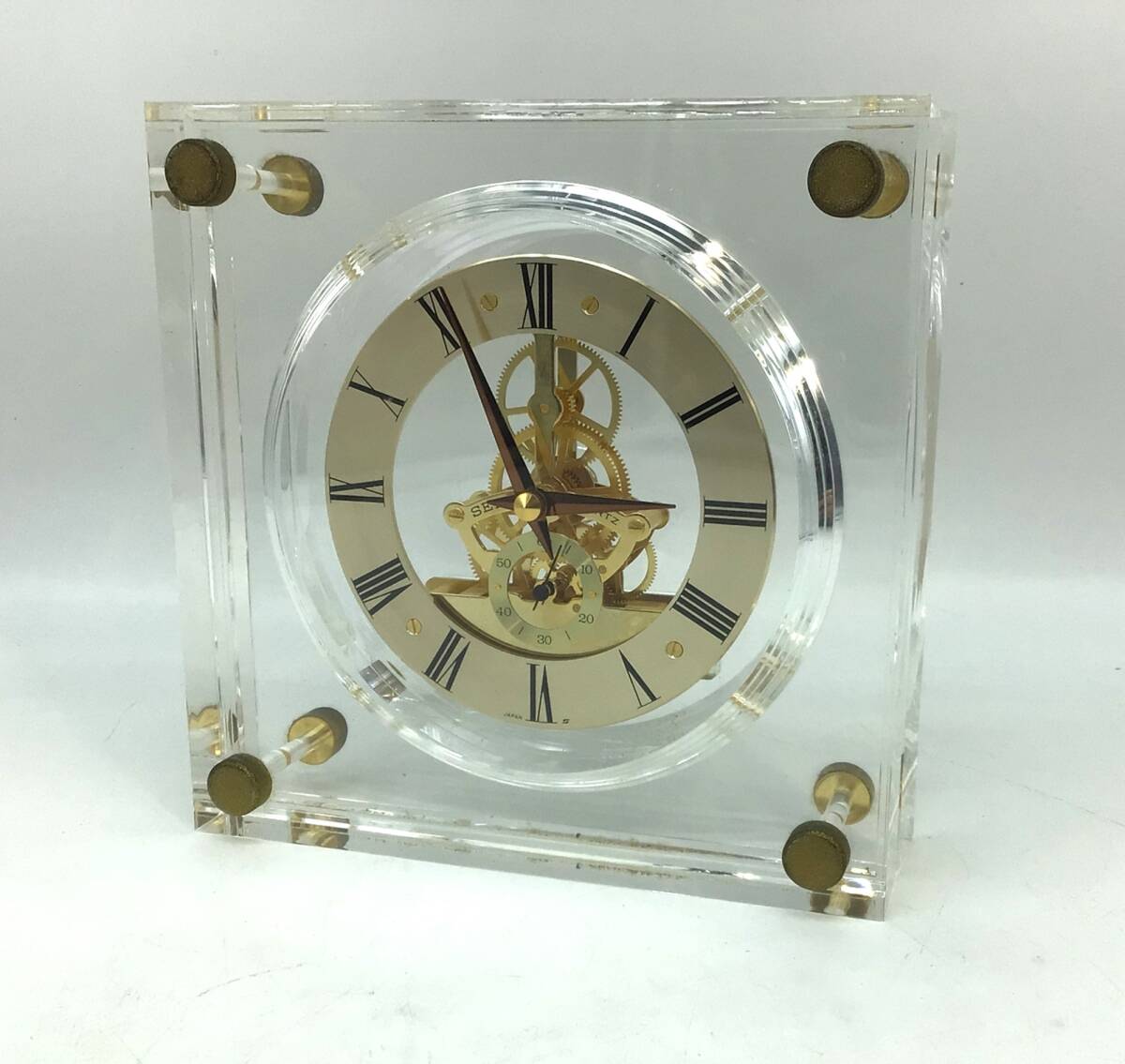 7196 【動作確認済】SEIKO セイコー 置時計 クォーツ AW503S スケルトン インテリア ヴィンテージ拍卖