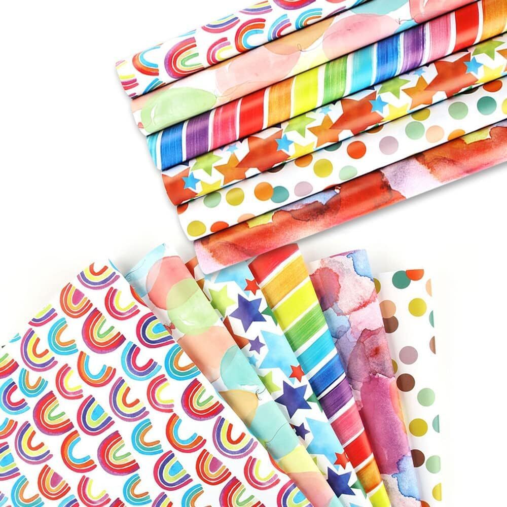 カラフルクラフト、レインボー 手作りが楽しくなる紙素材 12枚セット 厚手破れにくい50×70cm ギフトラッピング用紙 拍卖