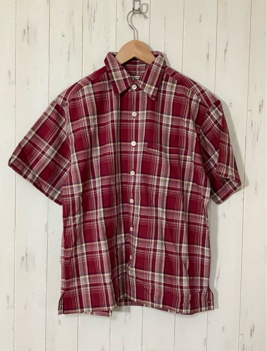 ほ1610 L.L.Bean エルエルビーン チェック 半袖シャツ S レッド系拍卖