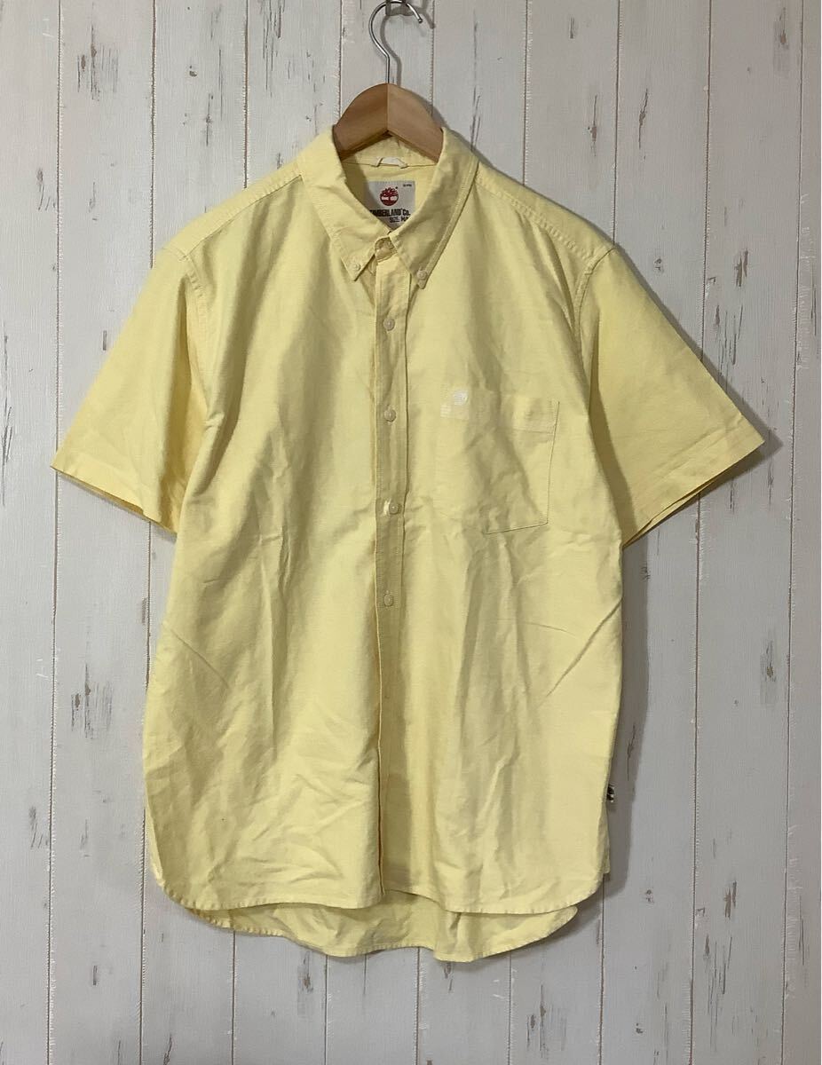 へ1643 Timberland ティンバーランド オックスフォード 半袖シャツ M イエロー ボタンダウン レギュラーフィット拍卖