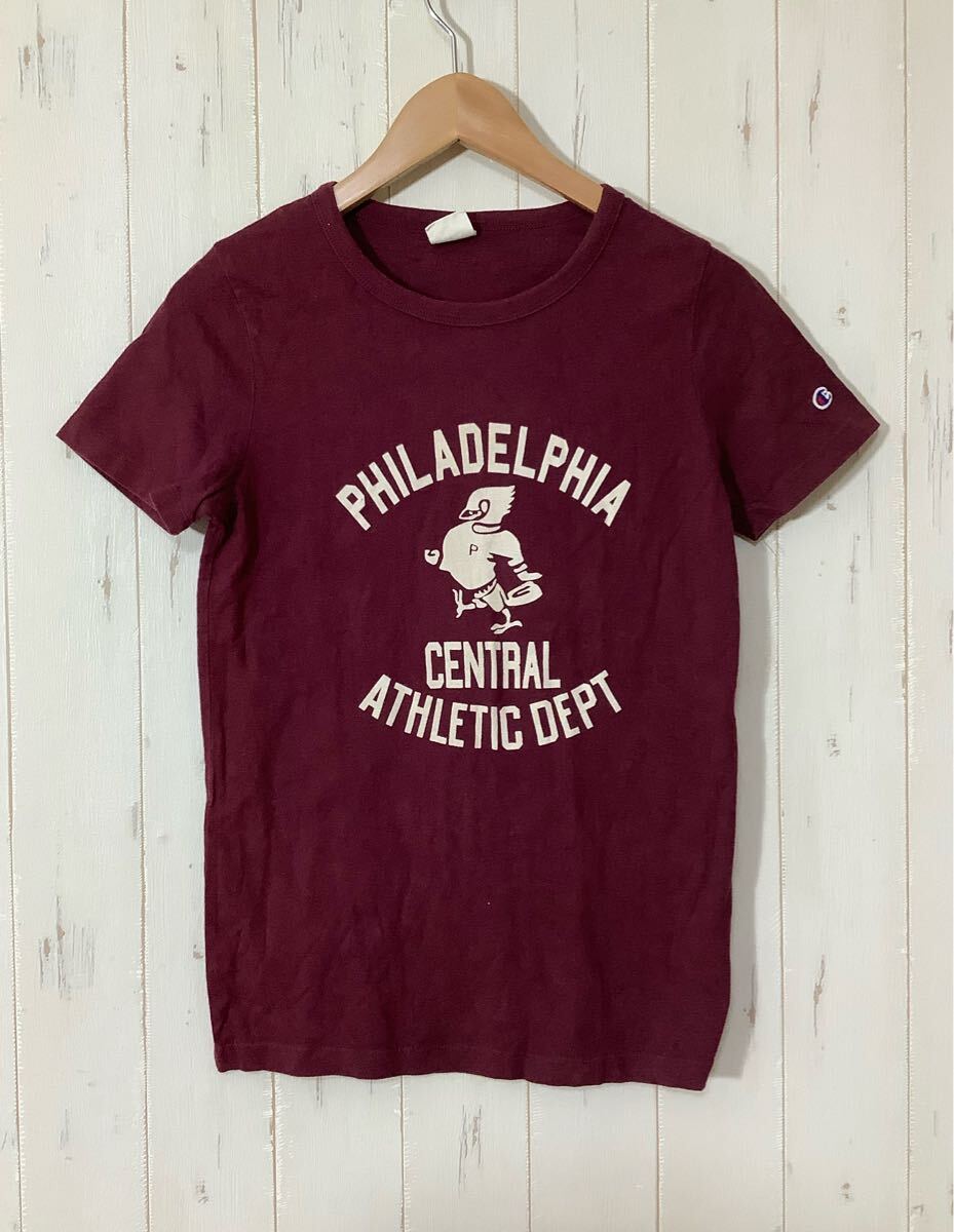 は1688 Champion チャンピオン 半袖Tシャツ S レディース エンジ ロゴプリント拍卖