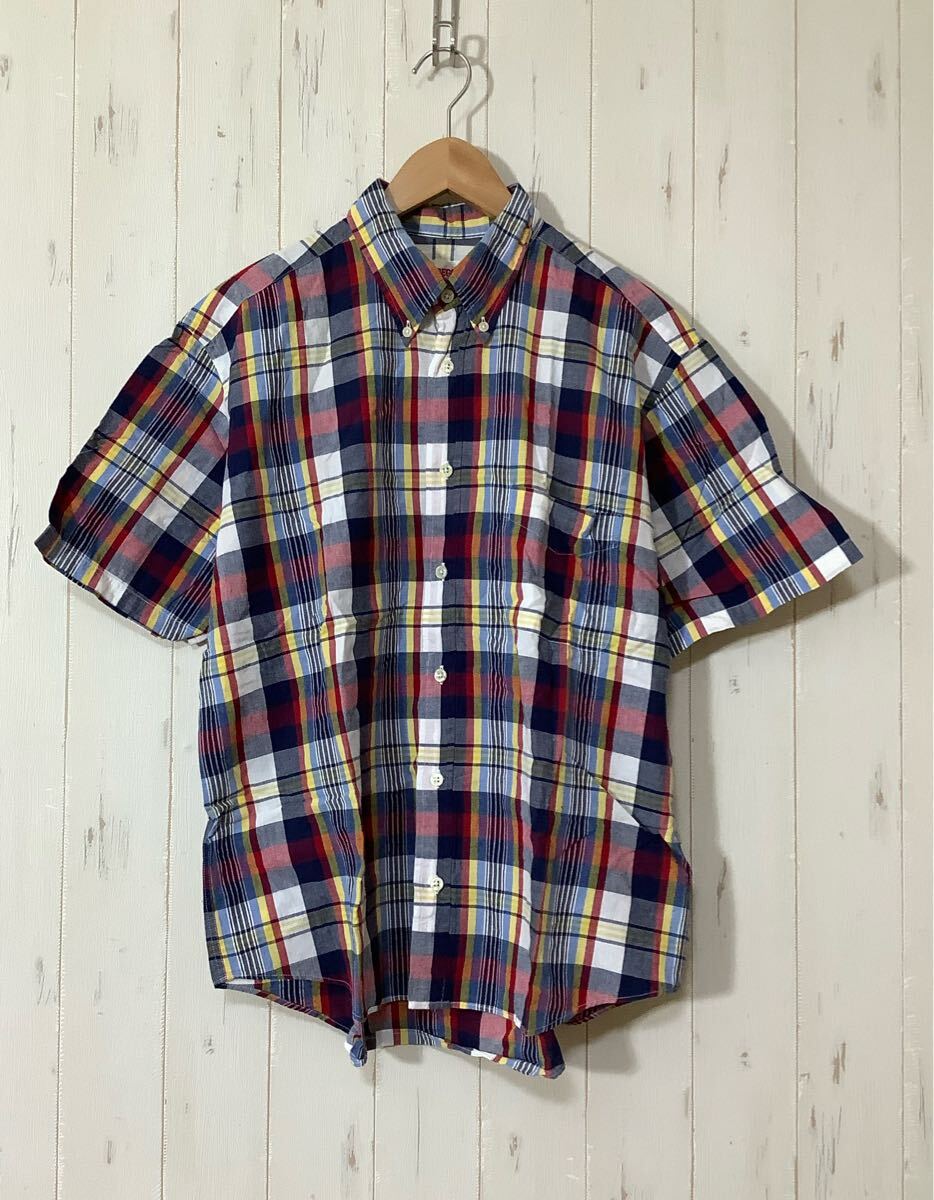 ほ1660 McGREGOR マックレガー マクレガー チェック 半袖シャツ L マルチカラー ボタンダウン 拍卖