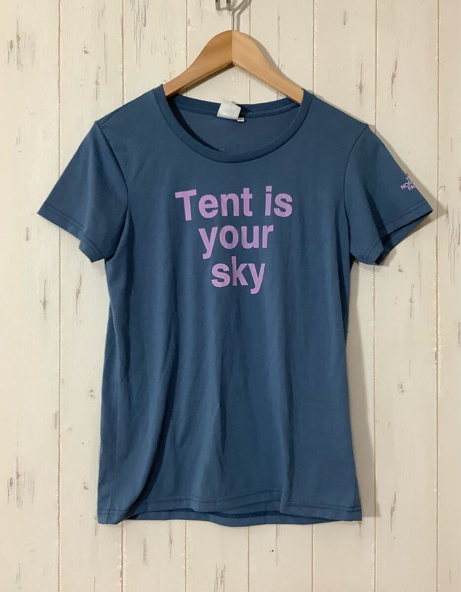 ね1651 THE NORTH FACE ノースフェイス NTW31203 半袖Tシャツ M レディース ネイビー ロゴプリント拍卖