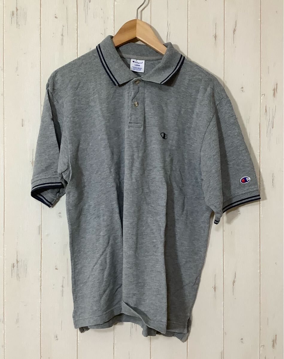 へ1675 Champion チャンピオン 半袖ポロシャツ L グレー拍卖