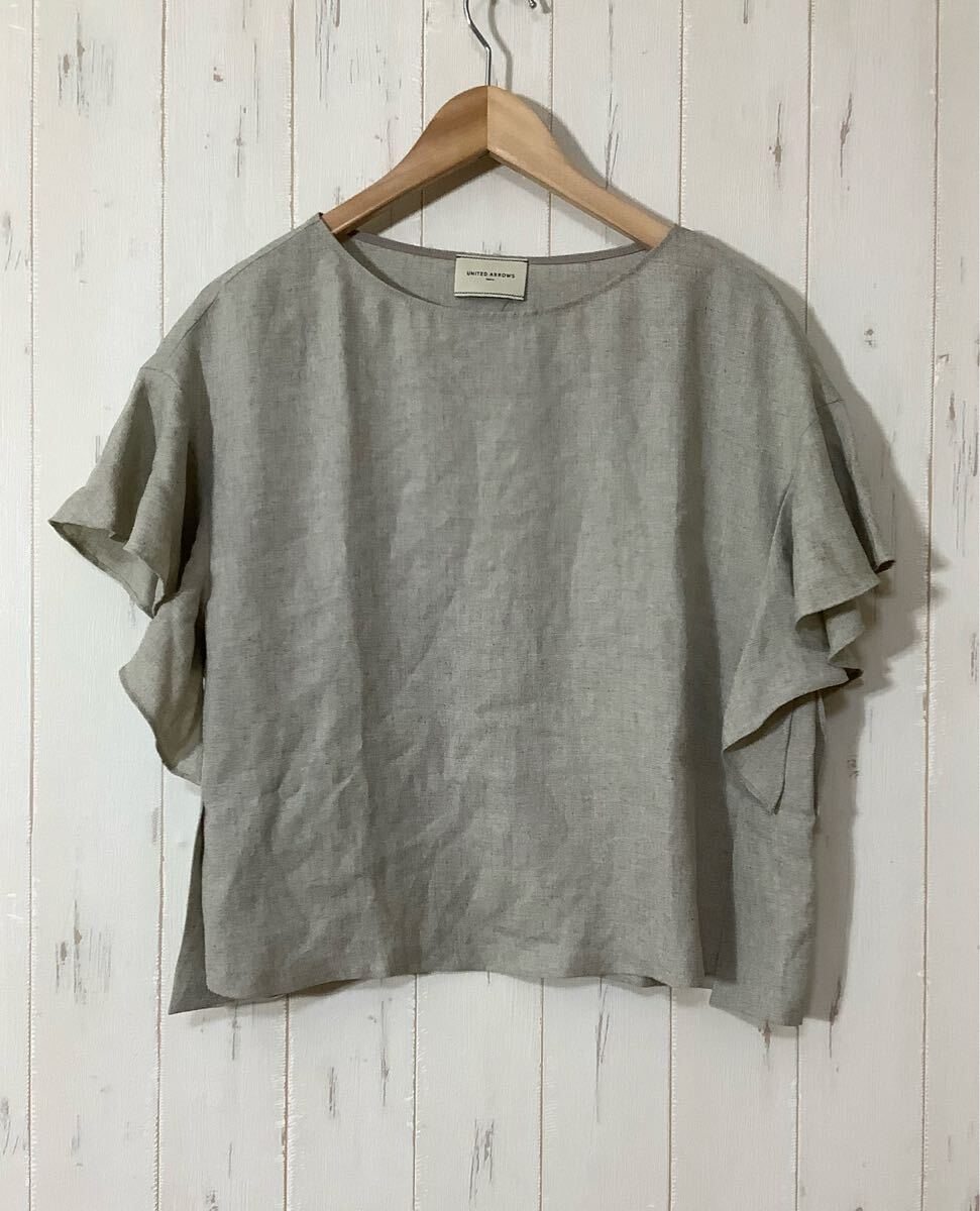み1626 UNITED ARROWS ユナイテッドアローズ トップス レディース 36 ベージュ 薄手 日本製拍卖