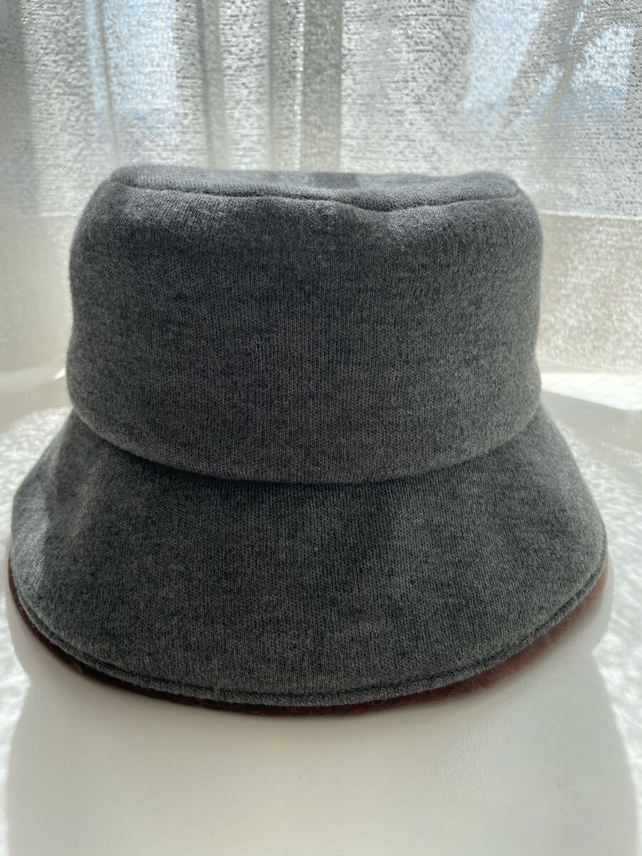 icb ジャージーニット バケットハット ベロア縁取り 帽子 グレー 日本製 美品拍卖