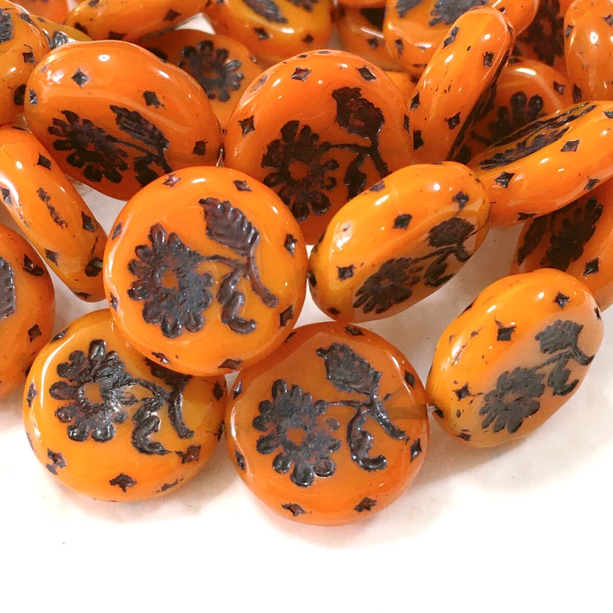 コインフラワー18㎜4個 チェコビーズ ob拍卖