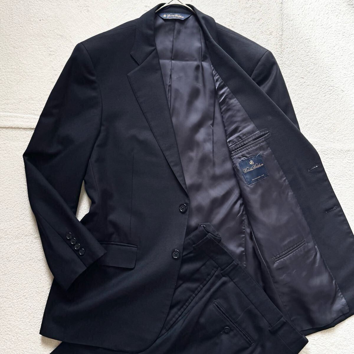 美品/希少Lサイズ相当◎ブルックスブラザーズ ビジネススーツ セットアップ Brooks Brothers テーラードジャケット スラックス ネイビー系拍卖