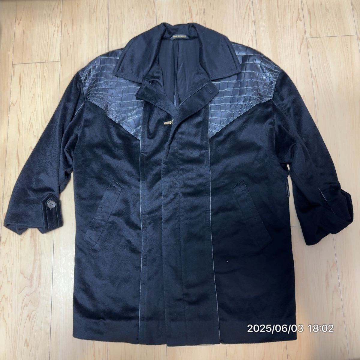 極美品 最高峰素材 ZILLI ジリー クロコダイル ワニ革 マットクロコ カシミア SILK シルク 100% ステンカラーコート ジャケット拍卖