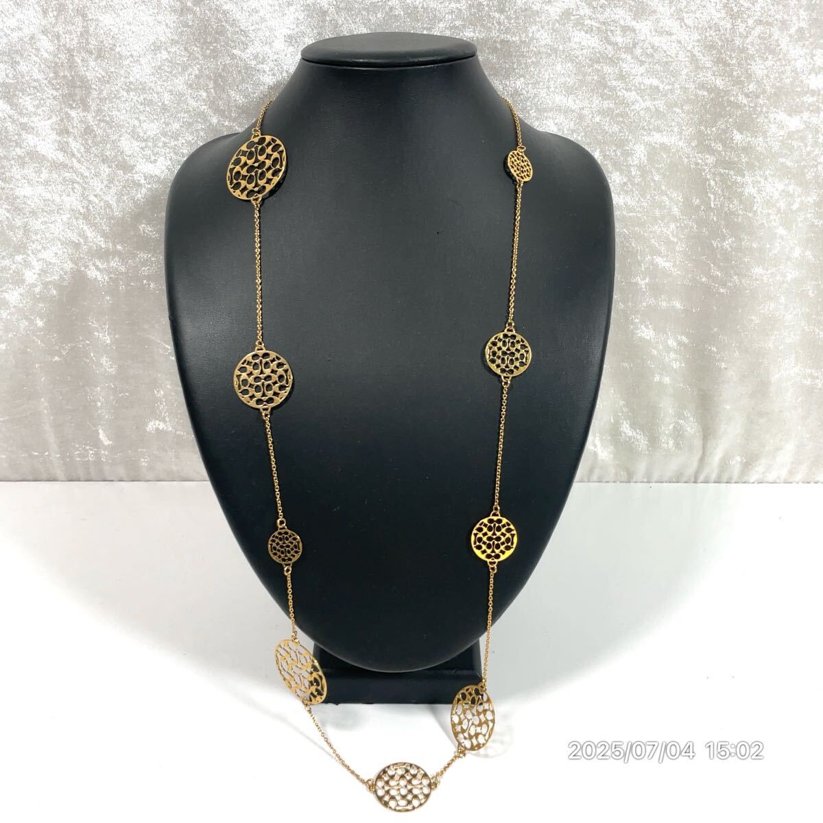 COACH コーチ ブランドロゴ サークル調 ゴールドカラー ロング ネックレス アクセサリー 装飾品 ファッション 小物拍卖