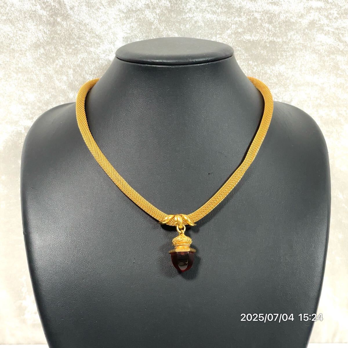 vintage KENZO ケンゾー ドングリモチーフ レッド×ゴールドカラー ラインストーン ネックレス チョーカー アクセサリー 装飾品 小物拍卖