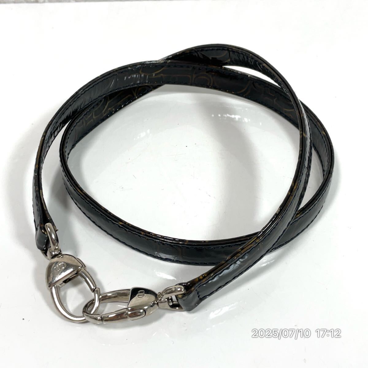 Dior クリスチャン ディオール CDロゴ トロッター 柄 ブラウン系カラー エナメル レザー 革 カナージュ ショルダー ストラップ バック 鞄拍卖