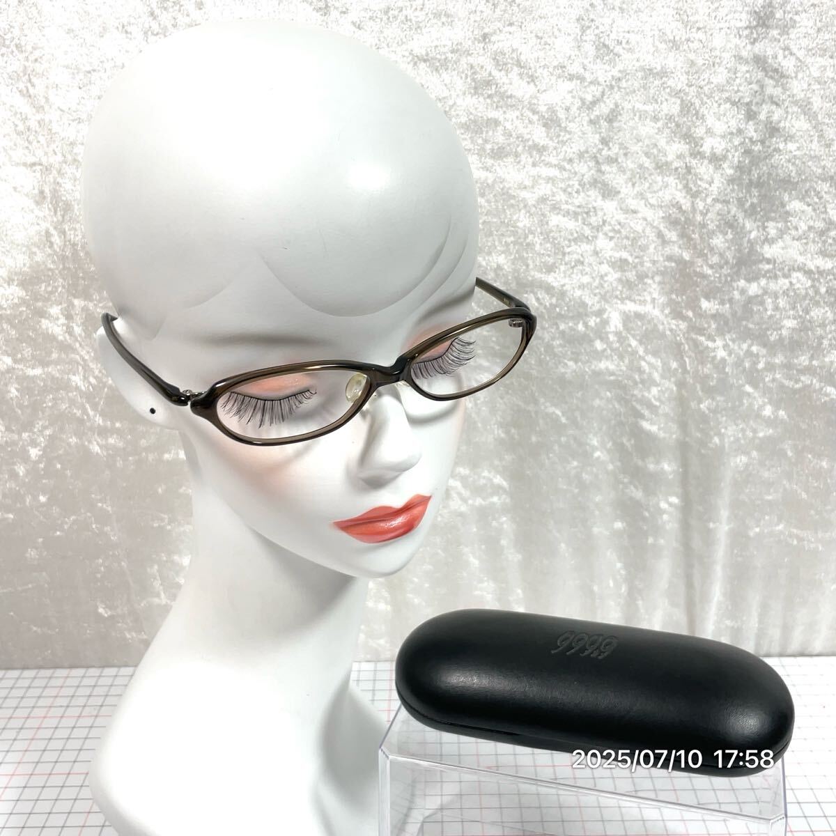 999,9 フォーナインズ フルリム オーバル ブラウン系カラー メガネ サングラス 眼鏡 ファッション 小物 ケース付き拍卖