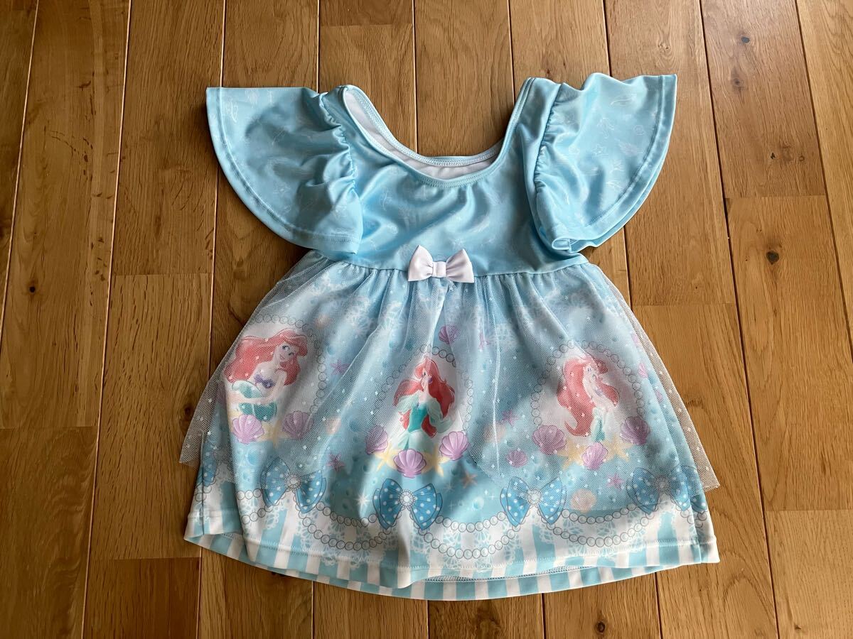 新品 ディズニープリンセス アリエル ワンピース水着 チュール 水色 110拍卖