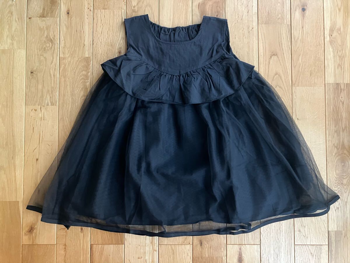 新品 女の子 キッズ チュール ノースリーブチュニック 黒 130センチ拍卖