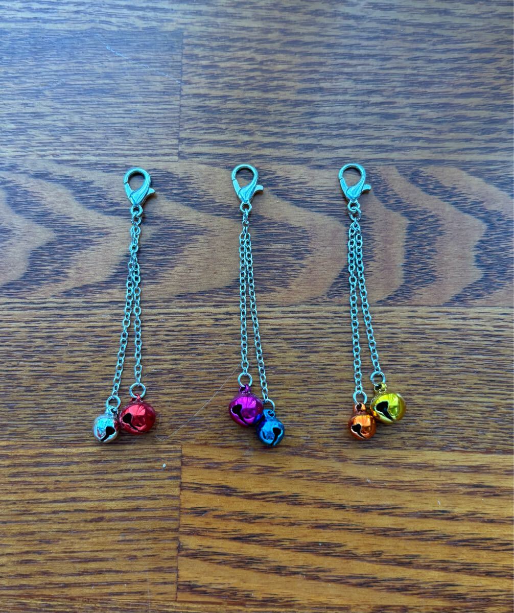 109★ シルバー 3点セット 鈴 チャーム ハンドメイド キーホルダーデコ 持ち物めじるし アクセサリー 雑貨 手芸材料 パーツ拍卖
