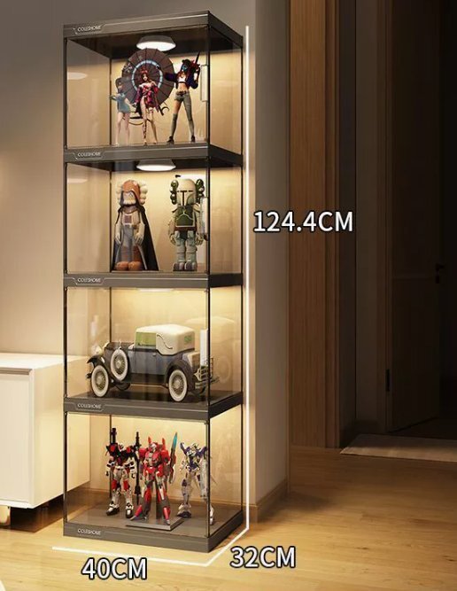 フィギュアショーケースレゴブロッククリア収納ケース大容量防塵フェイクアクリルガンダム置物棚4段拍卖