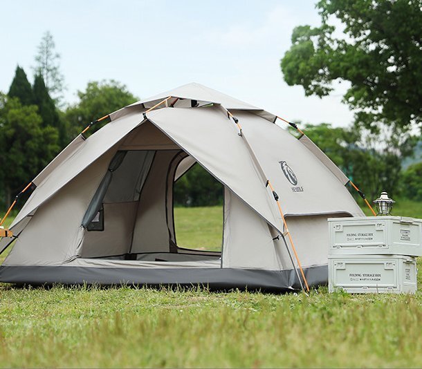 銀塗野外二層ピクニックテント全自動折りたたみ携帯用防水日焼け止め速開キャンプテント拍卖