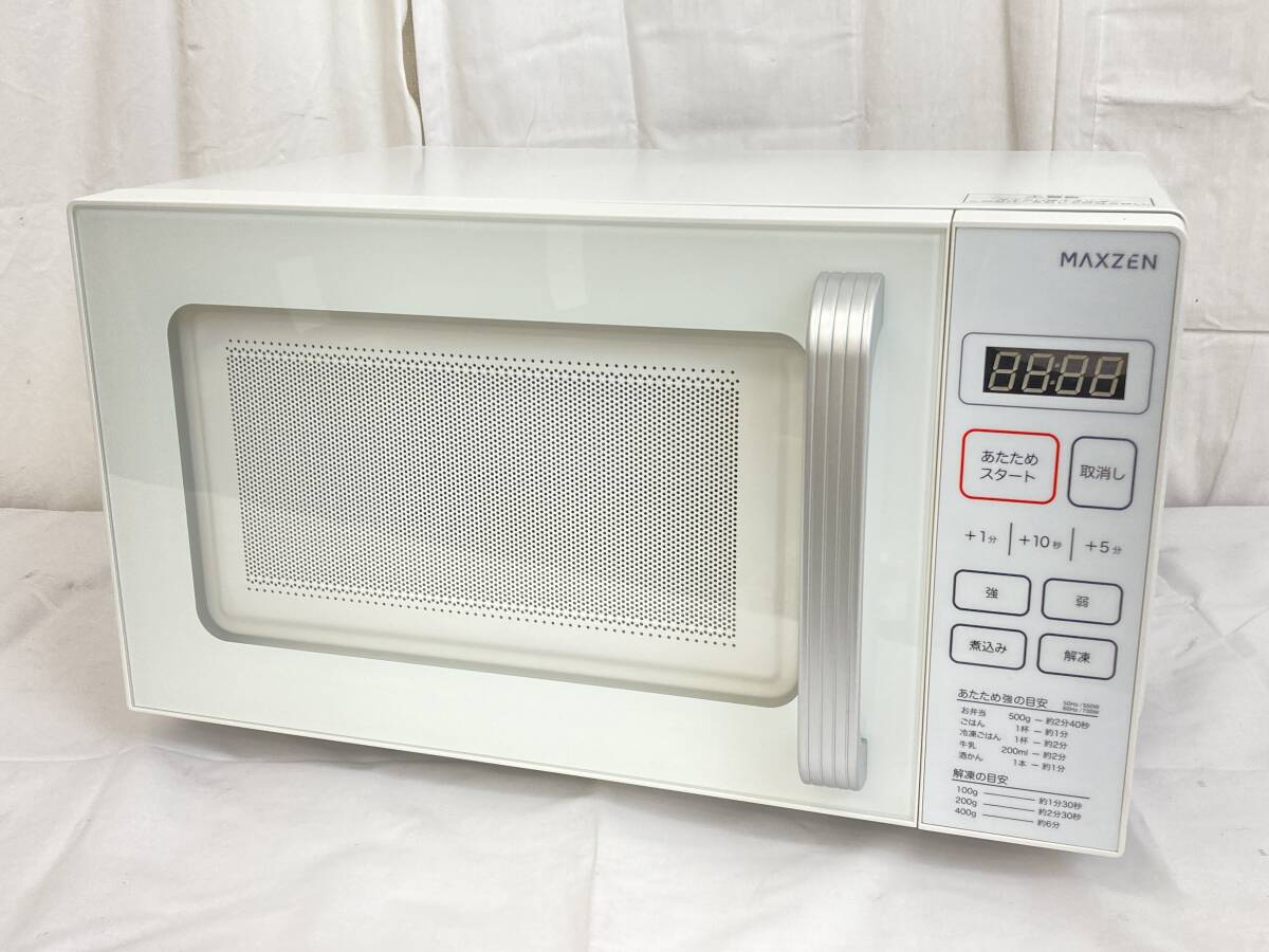 MAXZEN 電子レンジ JM18GZ01 2022年製 フラット庫内 ヘルツフリー 白 ホワイト マクスゼン 通電動作確認済み 中古現状品【IE29】拍卖