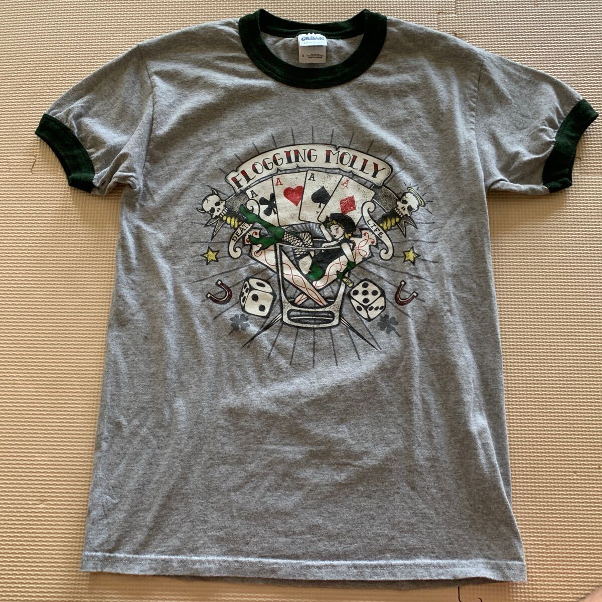 00s【Flogging Molly】フロッキング モリー キルダンボディ リンガーTシャツ S グレー バンドT アイリッシュパンク ポーグス フジロック拍卖