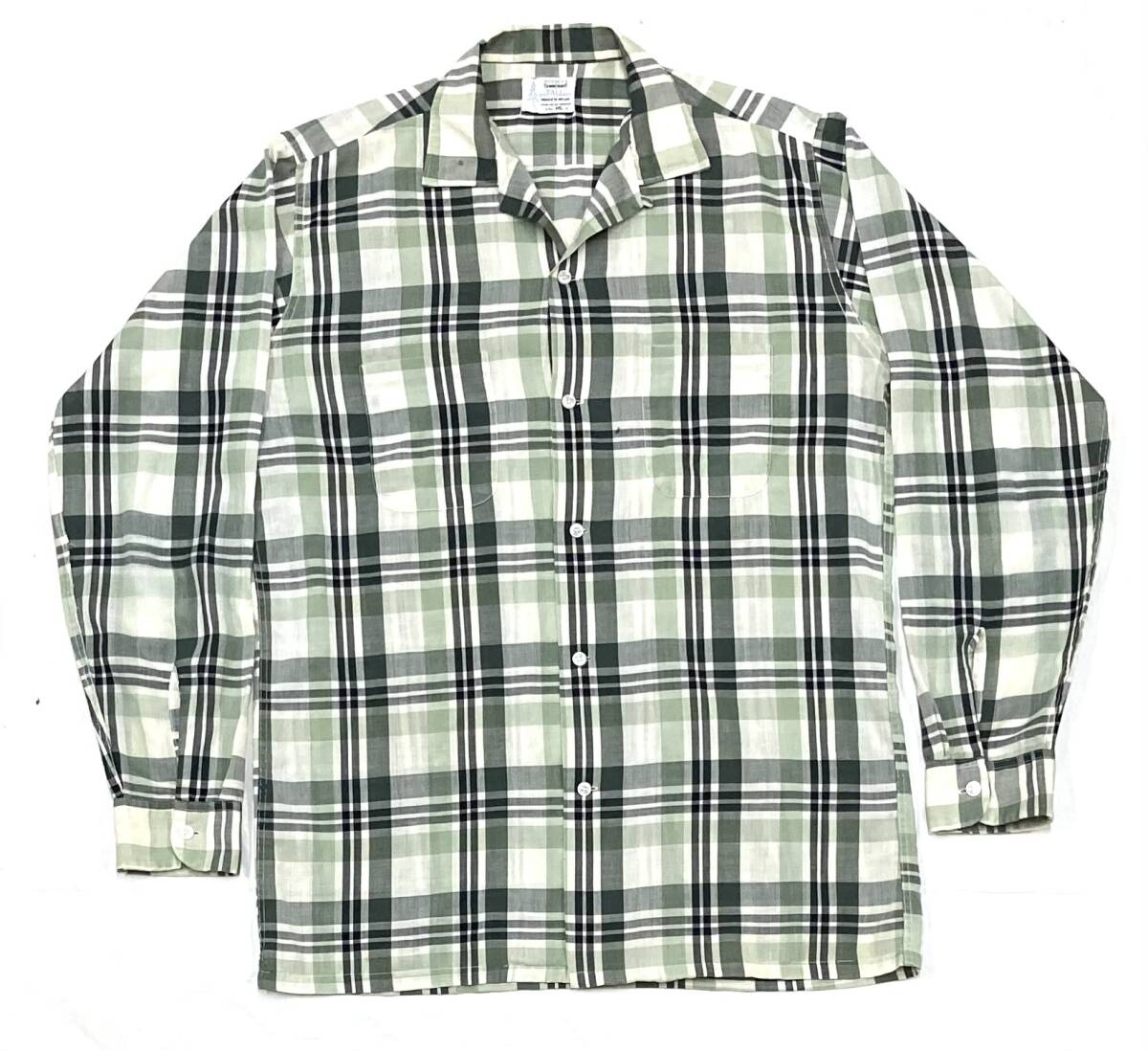 60s ビンテージ PENNEY’S TOWNCRAFT BOX オープンカラー シャツ チェック ML TALL ループカラー 開襟 希少 タウンクラフト ペニーズ拍卖