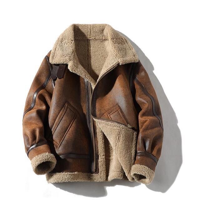OHJ446★新作 メンズ レザージャケット 毛皮ジャン パーカー 本革 ライダーズ 超希少 切替 折り襟 バイクウェア 最豪華 上品 Lサイズ選択可拍卖