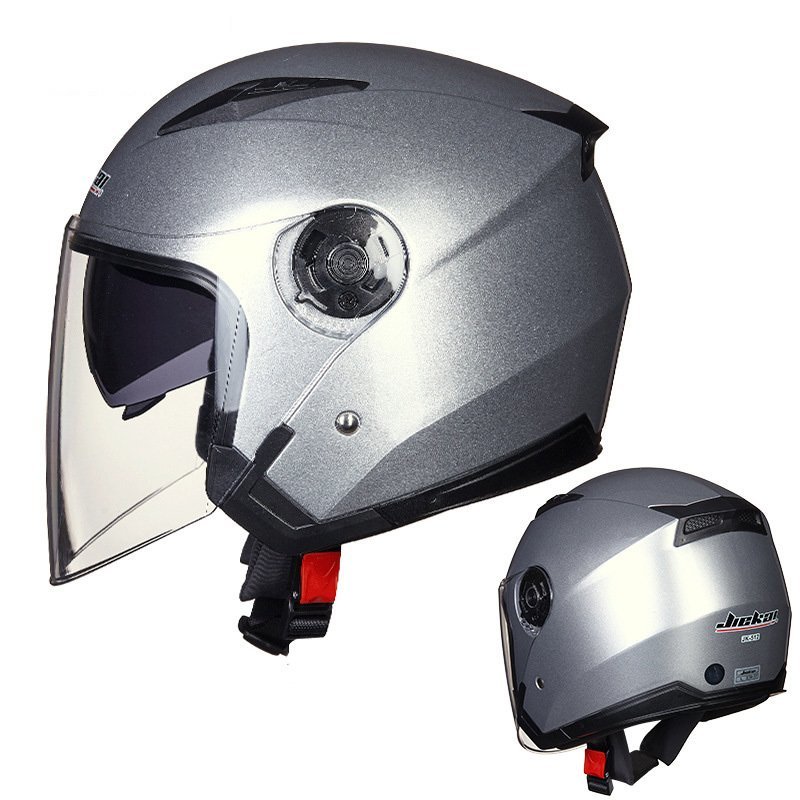 TZX409★ジェットヘルメット 半キャップ オート バイクヘルメット ダブルシールド 四季通用 9色男女兼用銀色拍卖