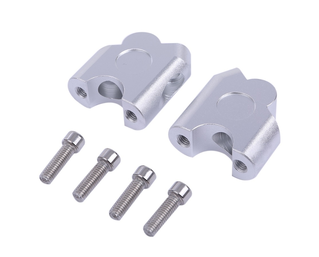 ハンドルアップ スペーサー ポジション アップ マウント バー ライザー アダプター セット シルバー 銀 バイク ブラケット 汎用品拍卖