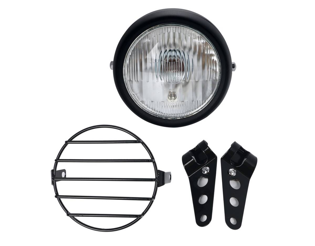 12V ビンテージ ベーツライト ヘッドライト ブラケット オフロード 5.5インチ H4 黒 白 TW 225 250 セロー 225 250 トリッカー 汎用品拍卖