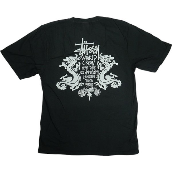 STUSSY ステューシー 25SS DOUBLE DRAGON PIGMENT DYED BLACK Tシャツ 黒 Size 【L】 【新古品・未使用品】 20822473拍卖