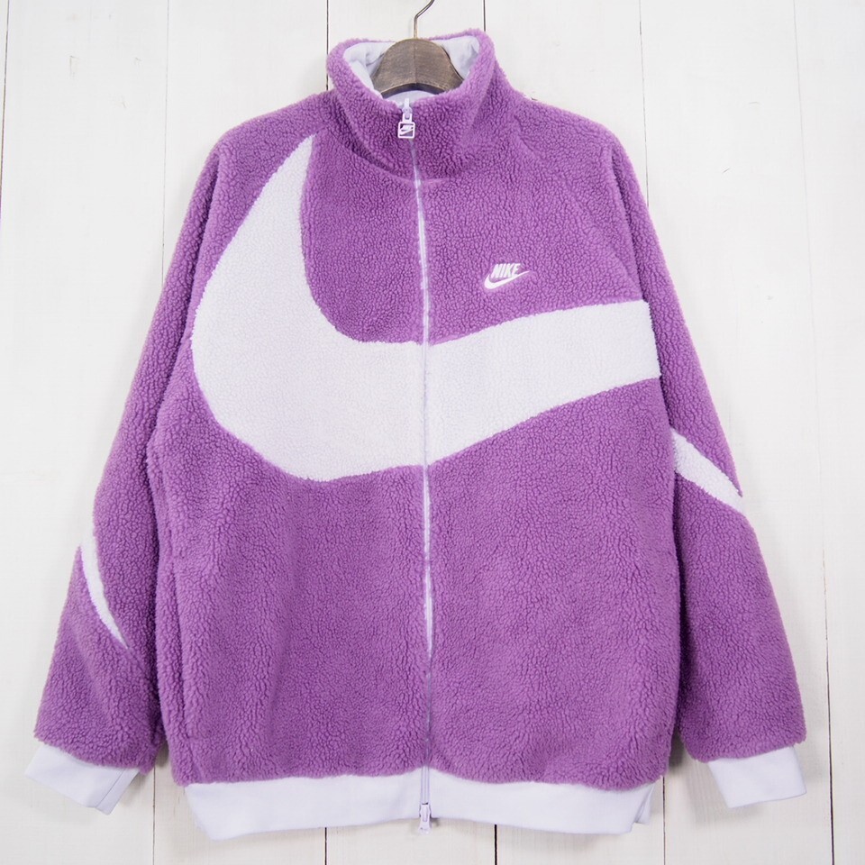 ナイキ NIKE ビックスウォッシュ シェルパジャケット/BQ6546/Big Swoosh リバーシブルボアフリースブルゾン(XL)パープル拍卖