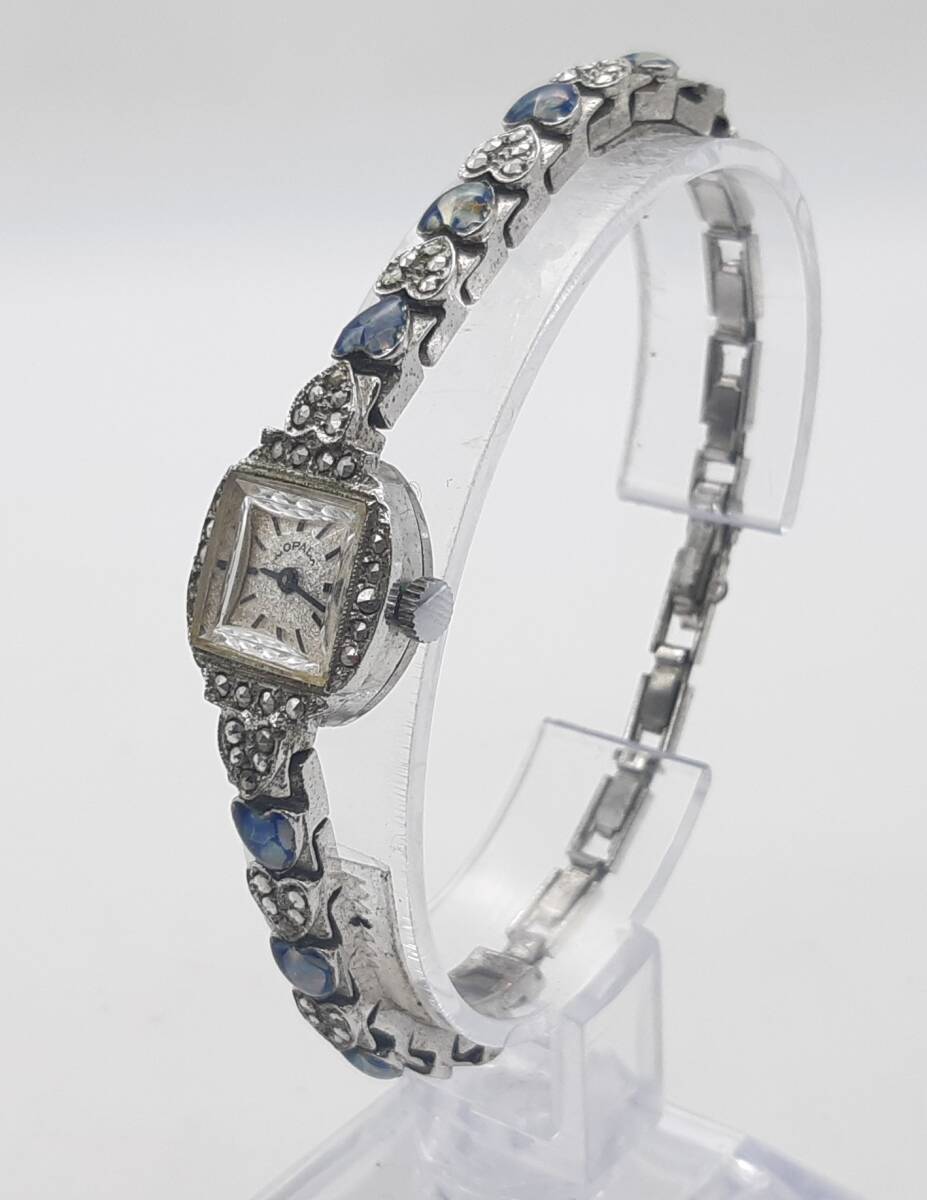 OPAL オパール レディース腕時計 シルバー系 色石 不動品 ■8641 -2拍卖