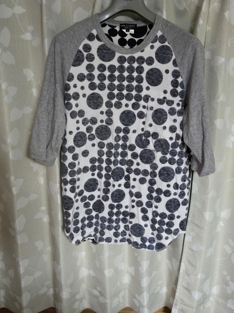 COMME des GARCONS HOMME PLUSコムデギャルソン オム プリュス 水玉リバーシブル半袖Tシャツ 黒 白 グレー拍卖