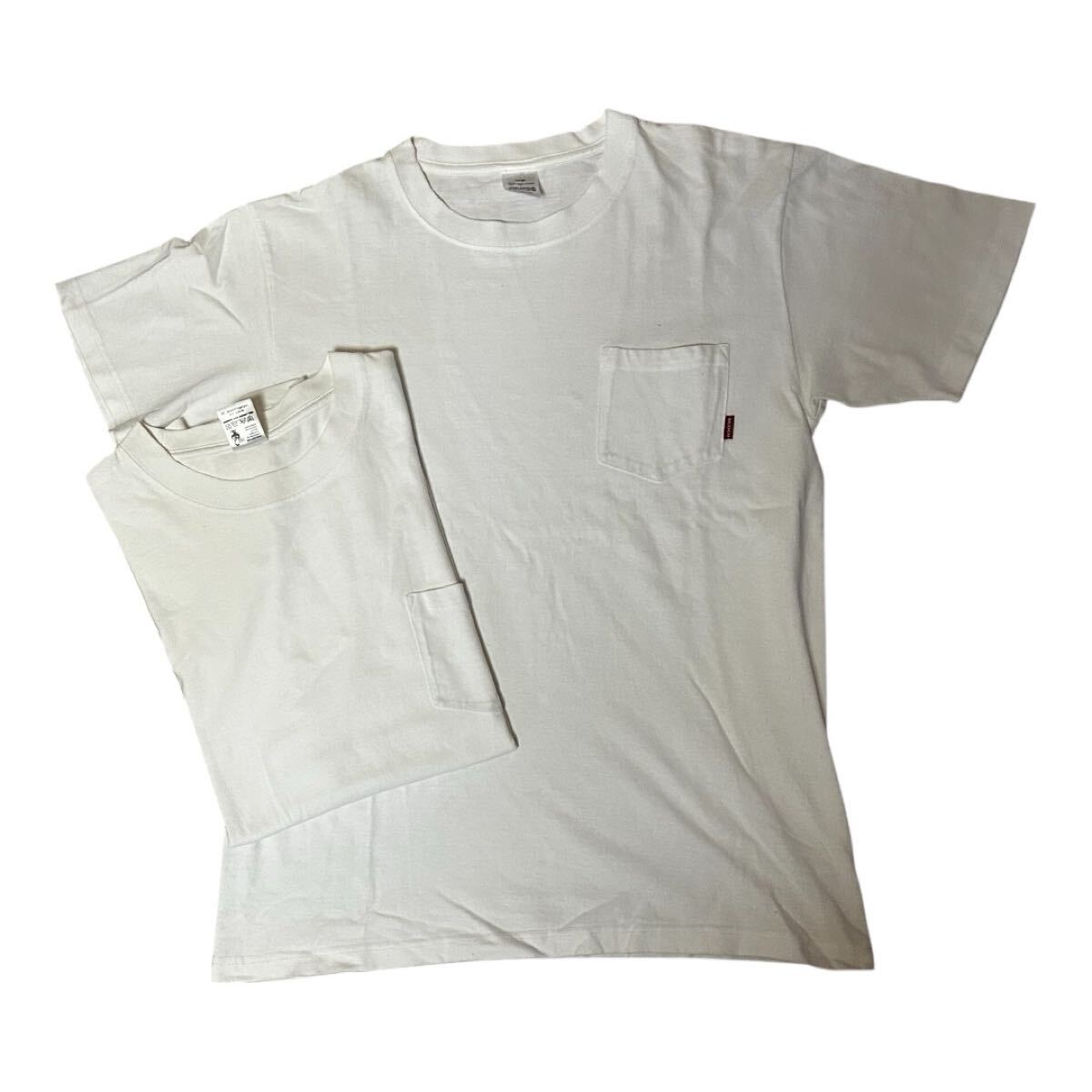 中古品 BLUCO ブルコ 無地 ポケット Tシャツ ポケT L ホワイト 2枚拍卖