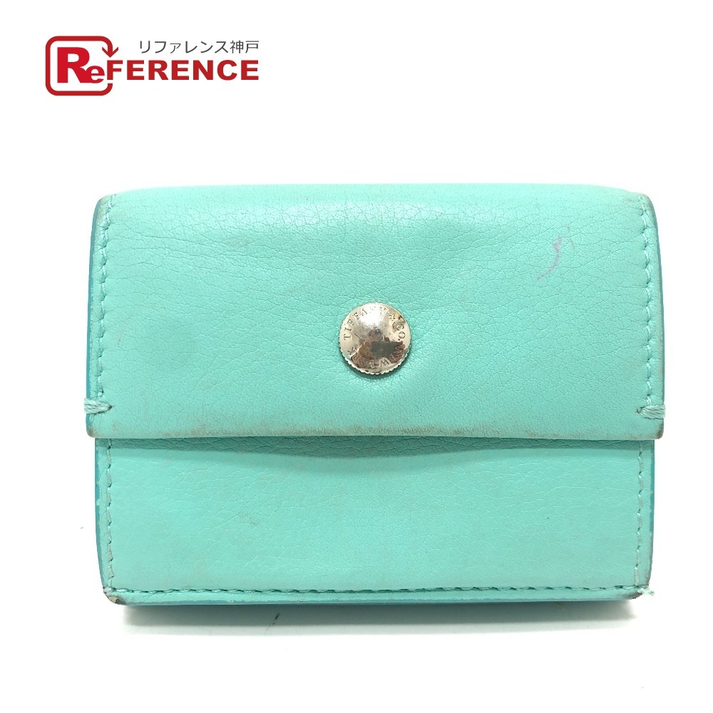 TIFFANY&Co. ティファニー コンパクトウォレット 財布 ウォレット 3つ折り財布 ブルー レディース【中古】拍卖