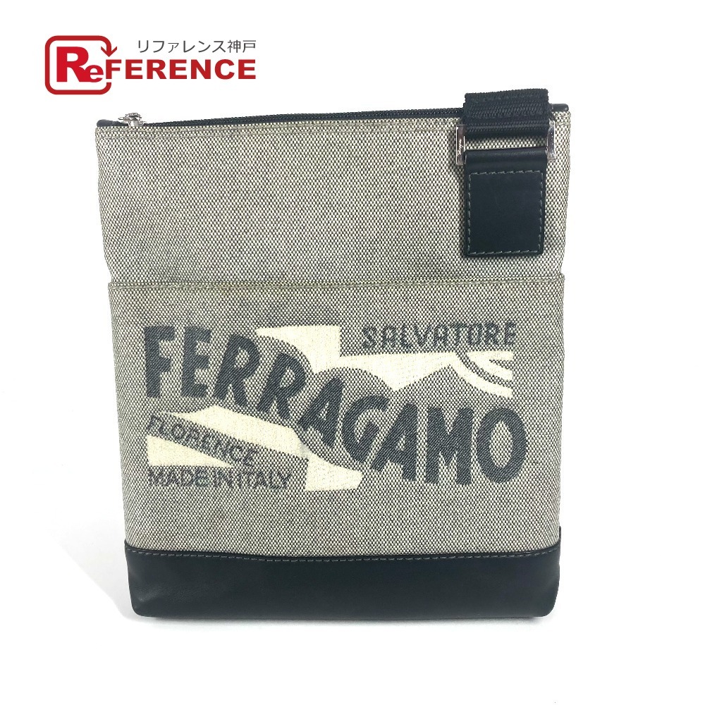 Salvatore Ferragamo サルヴァトーレフェラガモ ロゴ ポシェット カバン 斜め掛け ショルダーバッグ グレー ユニセックス【中古】拍卖