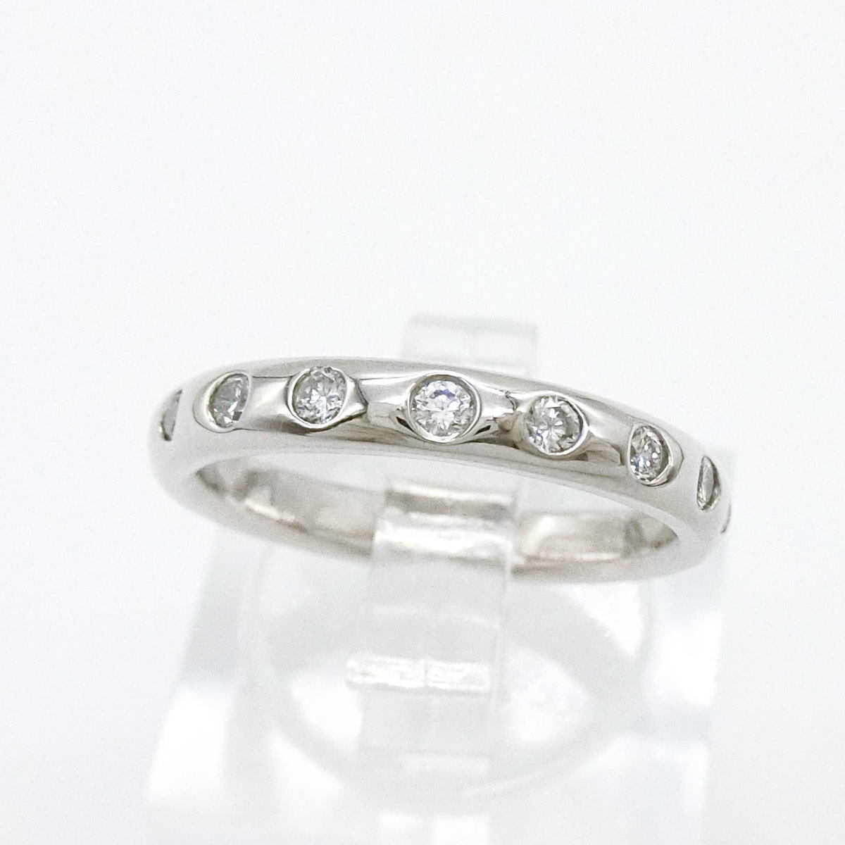 【送料無料】ティファニー TIFFANY&Co. Pt950 スタッキングバンド 9Pダイヤモンドリング 8号★仕上げ済美品★拍卖