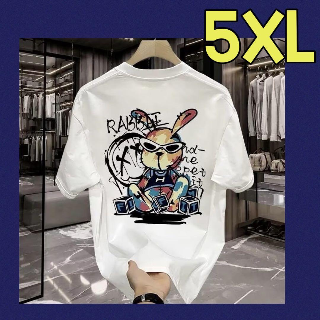 メンズ Tシャツ 半袖 夏服 トップス 男女兼用 ロゴ 5XL 6L 白 ホワイト 重ね着拍卖
