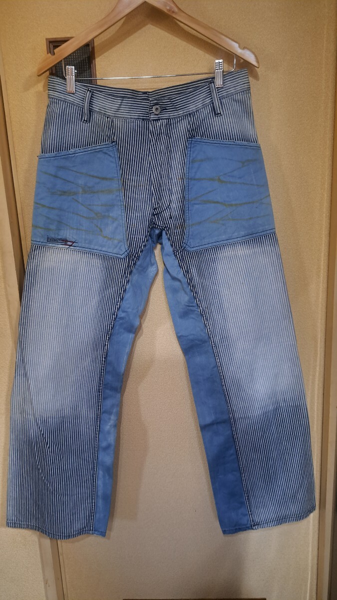ディーゼル『DIESEL ヴィンテージ ベイカー ワークパンツ』W31(説明欄実寸) パンドラ期 珍品 激レア ユーズド加工 ヒッコリー デニム 拍卖