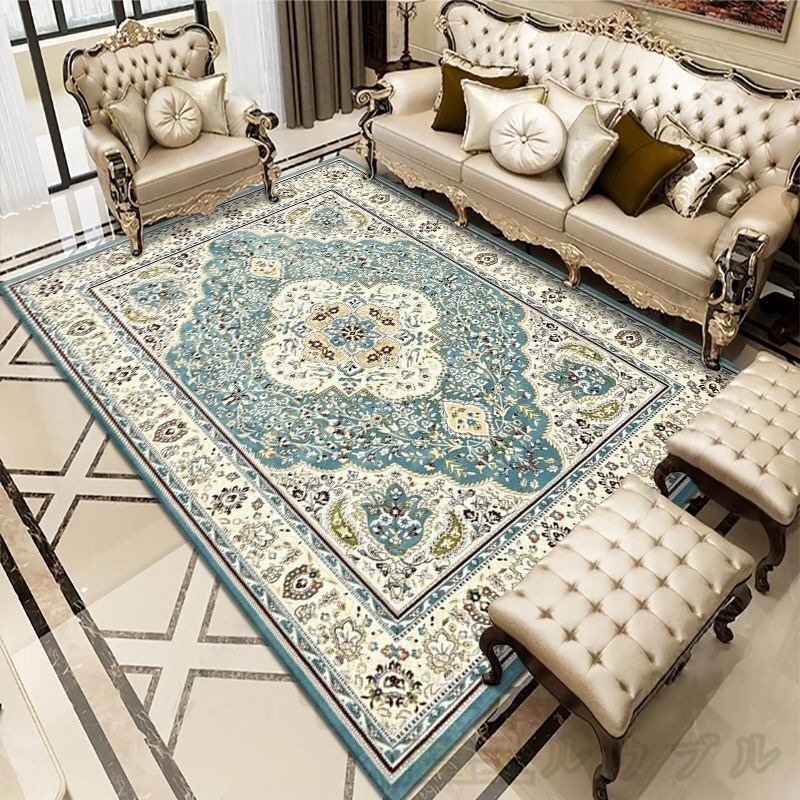 推薦 北欧 ペルシャ絨毯シルク調 家庭用カーペット 玄関マット段通 絨毯 滑り止め付 200cm*250cm拍卖